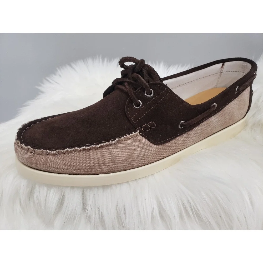 NEW NO BOX Stefano Bonfiglioli Italian Suede Loafers Brown SIZE 45 boat‎ shoes